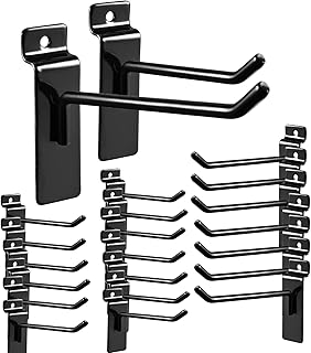 48Pack Black Slatwall Hooks, Heavy Duty 1/4" Slatwall Hooks & Hangers(24 Each 4" and 6") for Commercial Retail Exhibition, Metal Slatwall Accessories Panel Pegboard Hooks for Garage Shop Supermarket