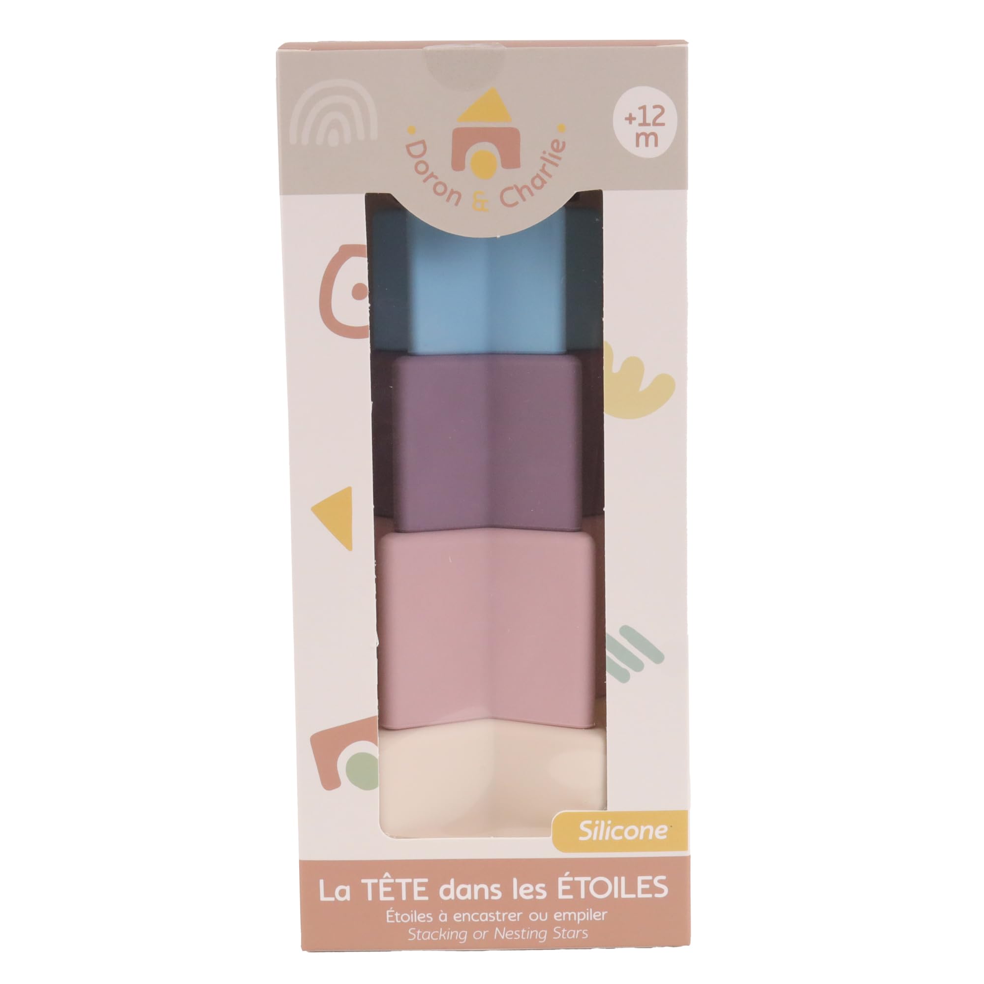 DORON & CHARLIE - Tour Koala - Haut Comme 7 Pommes - 056343 - Couleurs Assorties - Silicone - Empilement - Jouet Pour Enfants - Accessoire de Puériculture - Bébé - 1er Age - À Partir de 12 mois