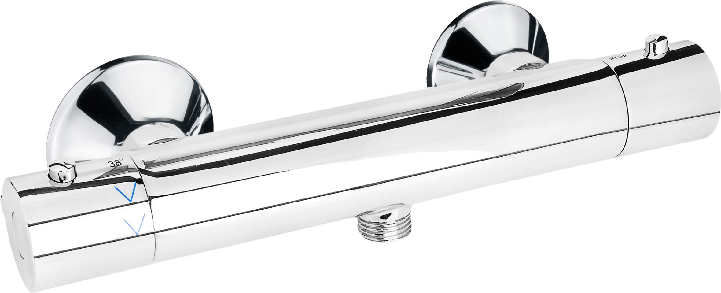 Cornat Brause-Thermostatarmatur "Murcia" - Hochwertiger Messingkörper - verchromt - 1/2 Zoll Brauseabgang - Cool-Touch-Oberfläche / Duscharmatur zur Aufputz-Montage / Brausethermostat / MUR3 | mit Thermostat – feinstufige Regulierung – Messingkörper chrom