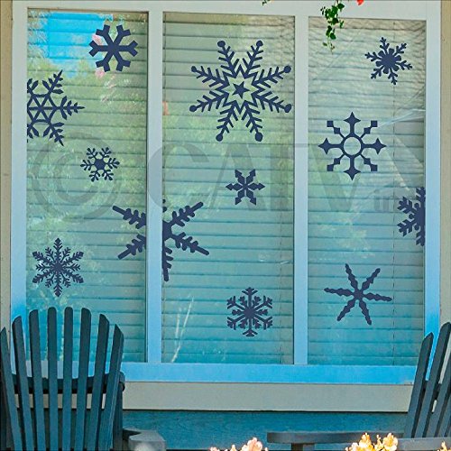 Juego de 12 adhesivos de vinilo para pared con diseño de copos de nieve