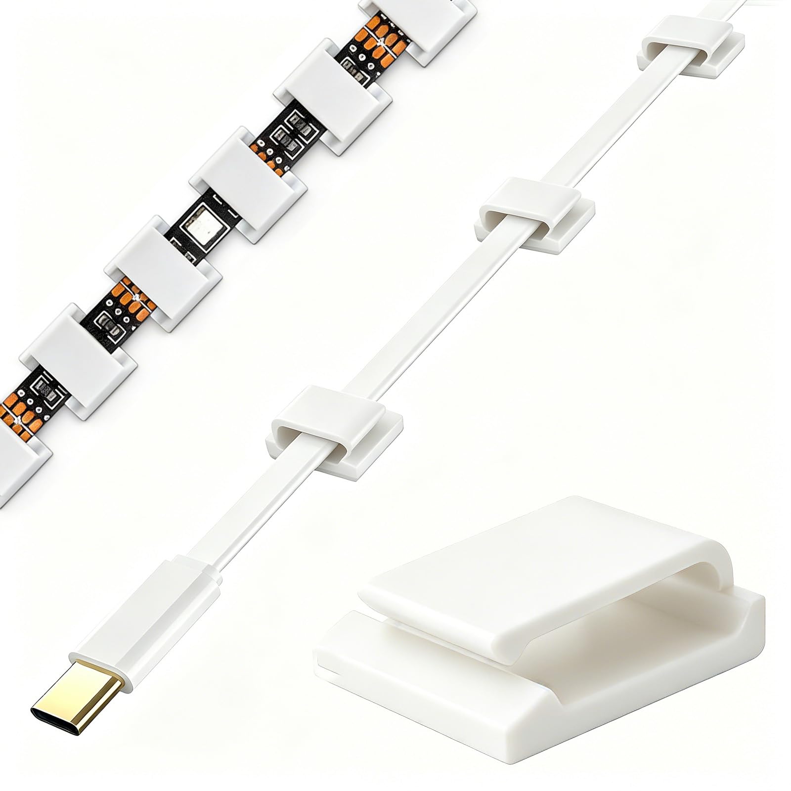 KLJ Led Streifen Halterung kabelhalter selbstklebend Schwarz 50 Pack,Breite ≤10 mm Led Strip Streifen Befestigung,Für Büro, Zuhause / Cat6 / Cat7 / LED Streifen /