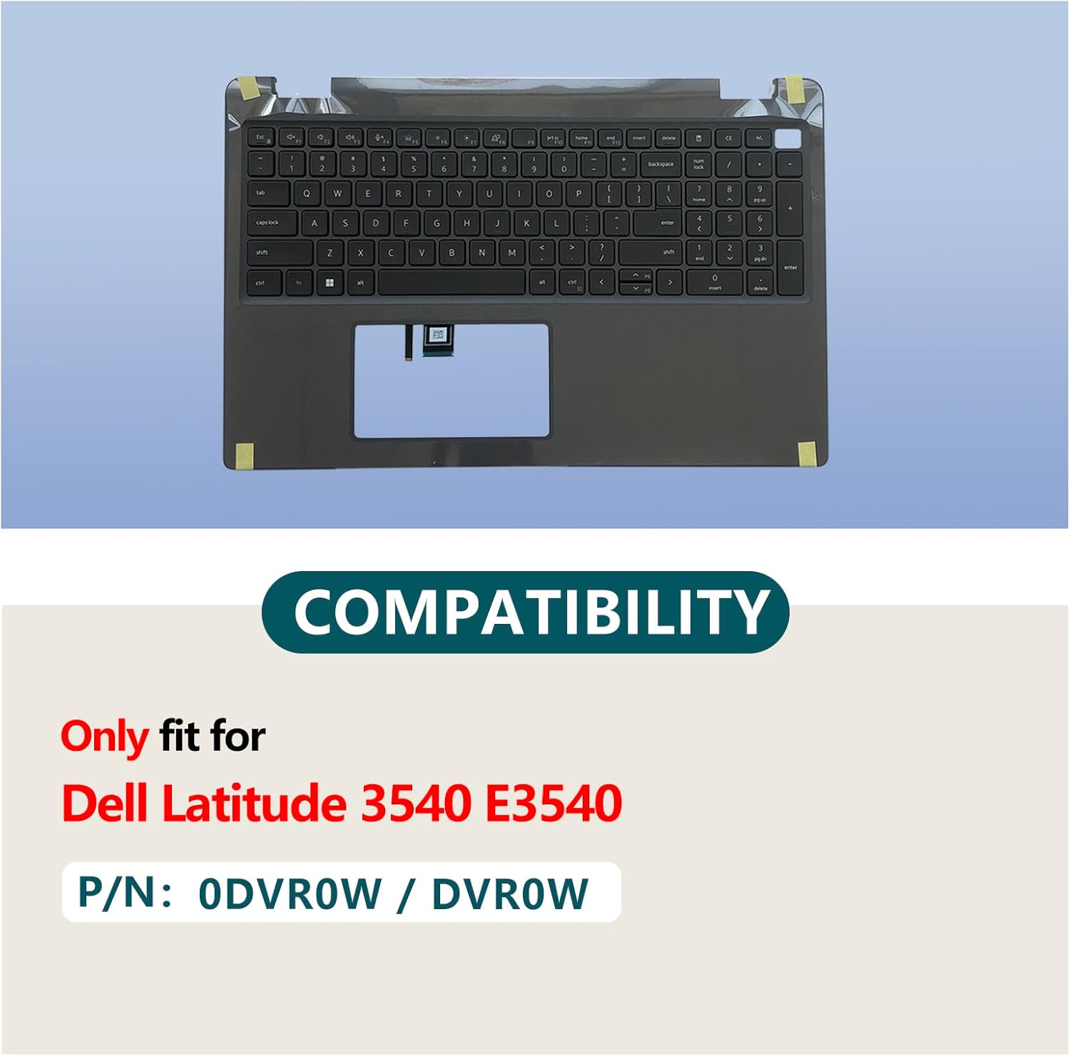 Replacement for Dell Latitude 3540 E3540 Laptop Palmrest Upper Case Top Cover with Layout Backlit Keyboard Assembly 0DVR0W DVR0W