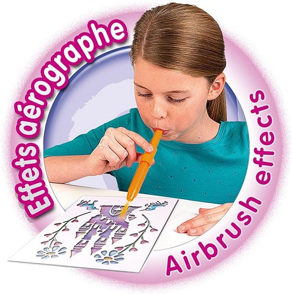 Lansay - Blopens - Set De Actividades Mágicas - Rotuladores para Soplar con Plantillas Reutilizables - Set Creativo para Dibujos De Hadas Niños +5 Años - Artística
