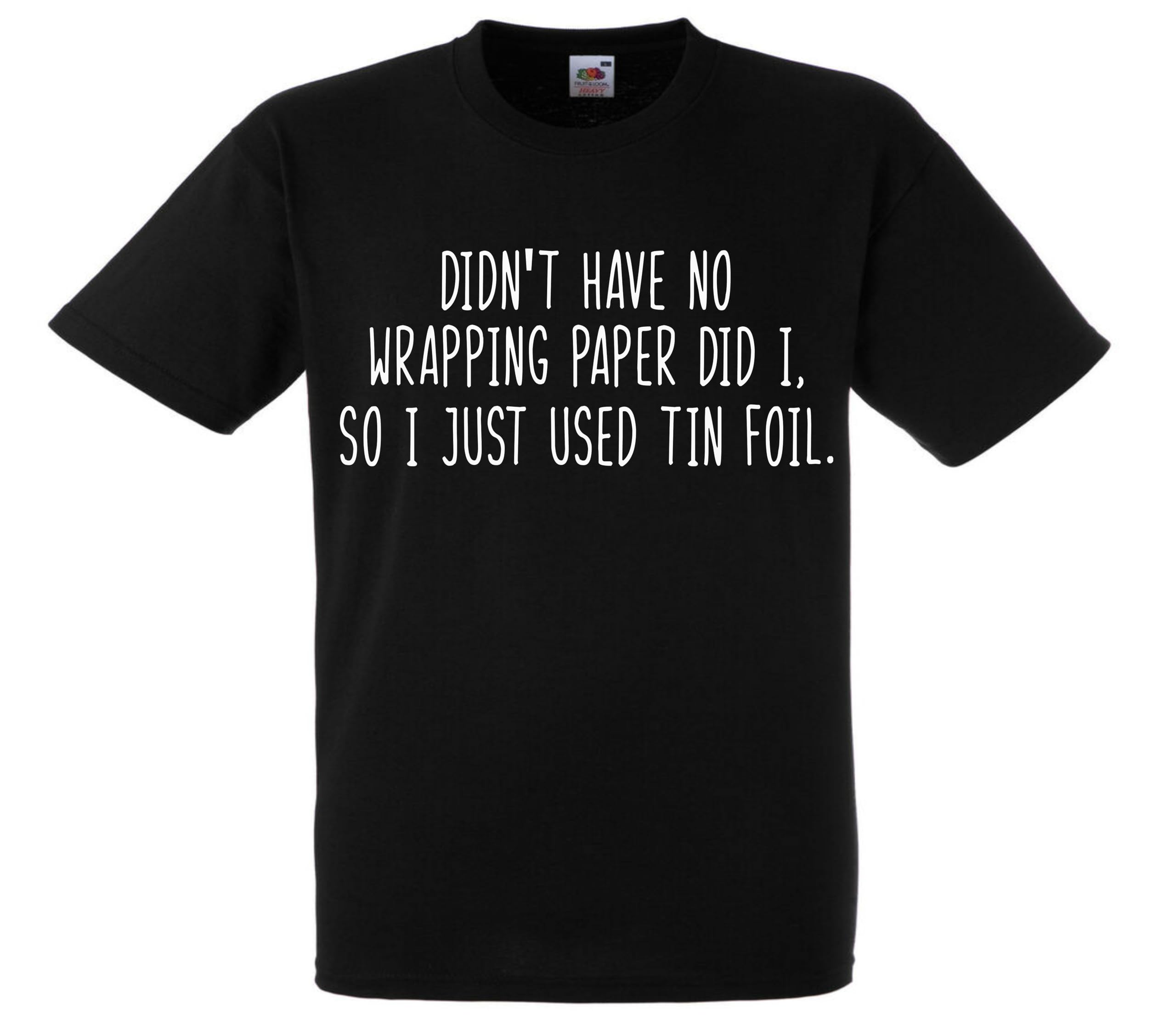 All About The Print NO Wrapping Paper TIN FOIL Christmas Xmas Gifts Gavin and Stacey Nessa Wales Welsh Funny Novelty Premium Tshirt Y591 Black