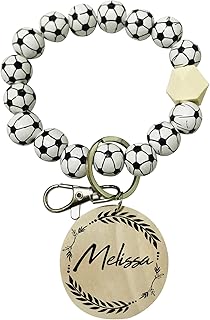 Personalized Baseball Softball Keychain Custom Name Key Chain Basketball Soccer Wristlet Bracelet Backpack Bag Wood Charm
