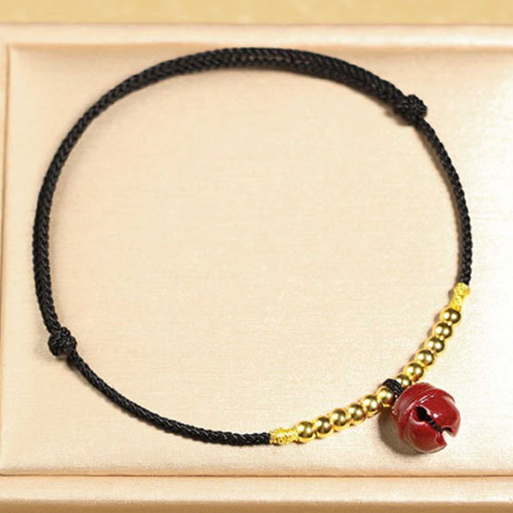 Pulsera Feng, Feng Shui Hilo Rojo Tobillo Cinabrio Campana Colgante Amuleto De La Suerte Cordón Hecho A Mano Pulsera De Pie Joyería De Amuleto De La Fortuna Ajustable Tobillera para Mujer