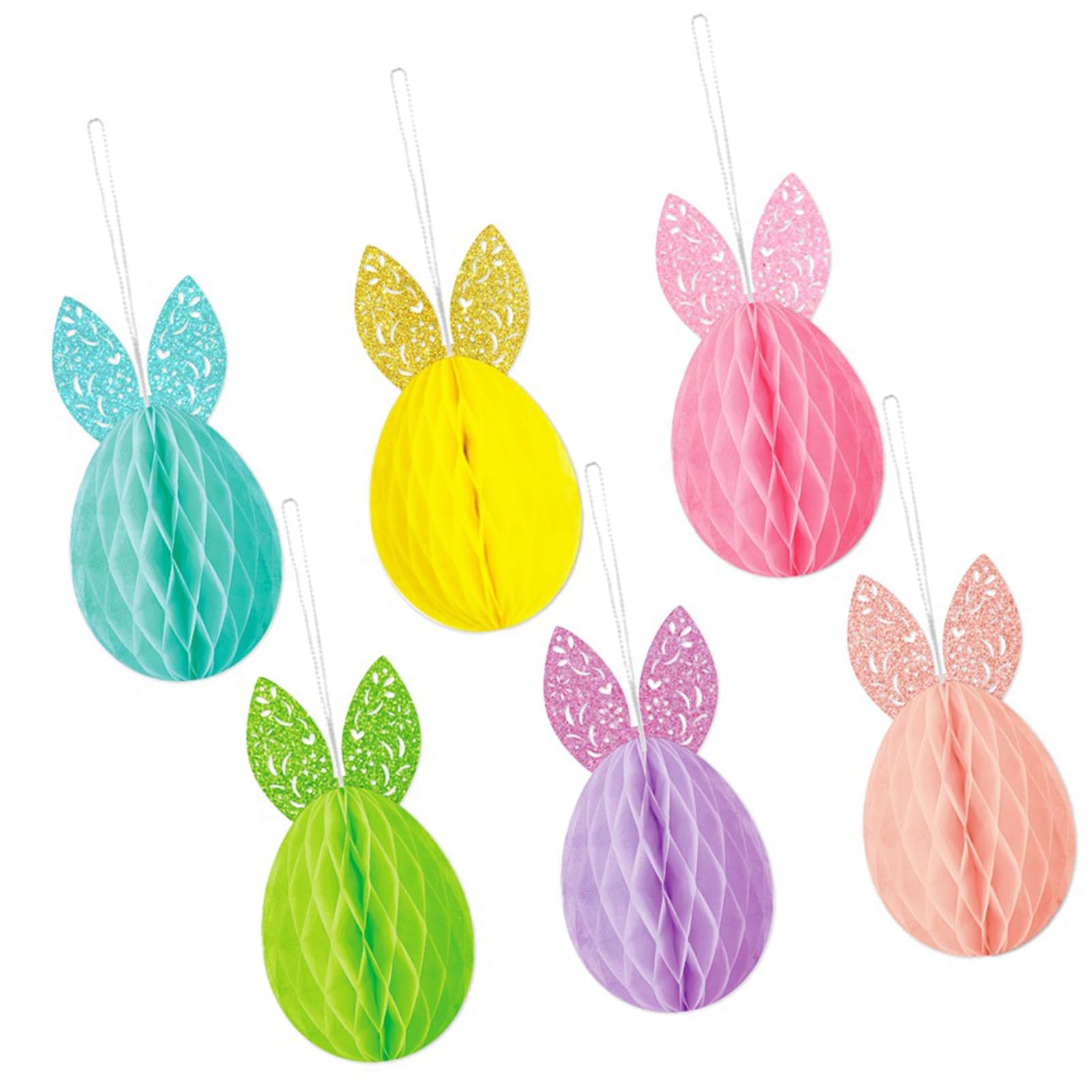 Kalttoy 6Pcs Festival Paper Easter Ornament Home Party Decoration Perfect for Gift Wrapping Background Decors Easter Hanging Ornamentation