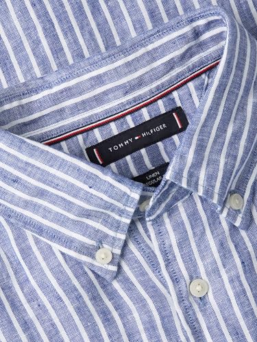 Image of Tommy Hilfiger Men's Long Sleeve Casual Linen Button Down Shirts in Regular Fit