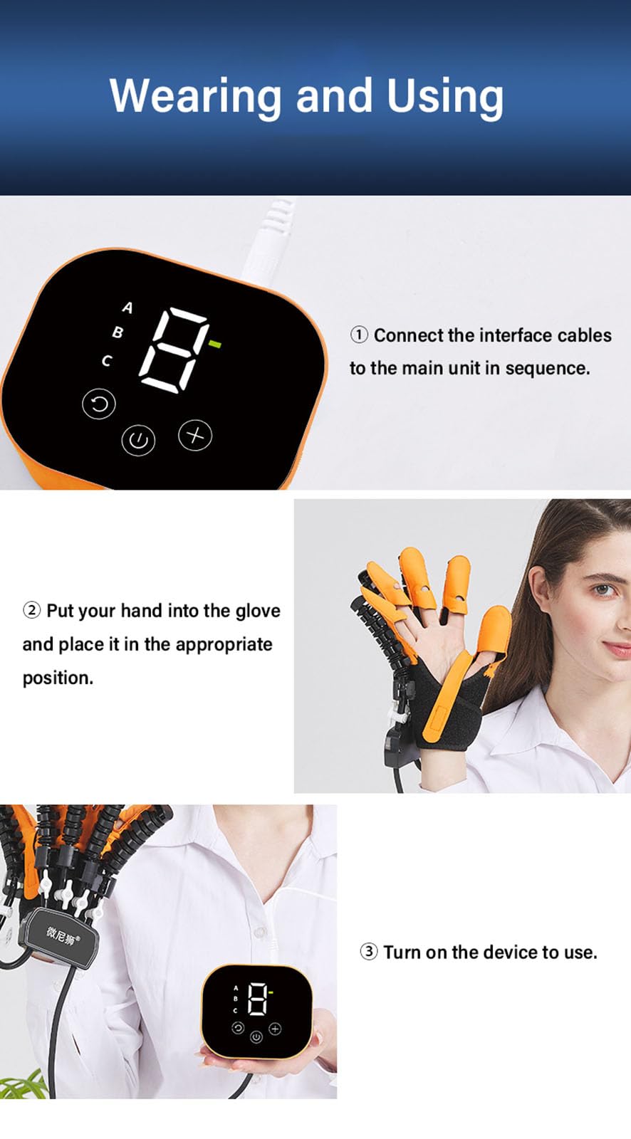 Guantes Robóticos de Rehabilitación de Manos, Entrenamiento de Dedos para la Recuperación de Accidentes Cerebrovasculares Entrenador de Rehabilitación para Hemiplejia Left Hand L