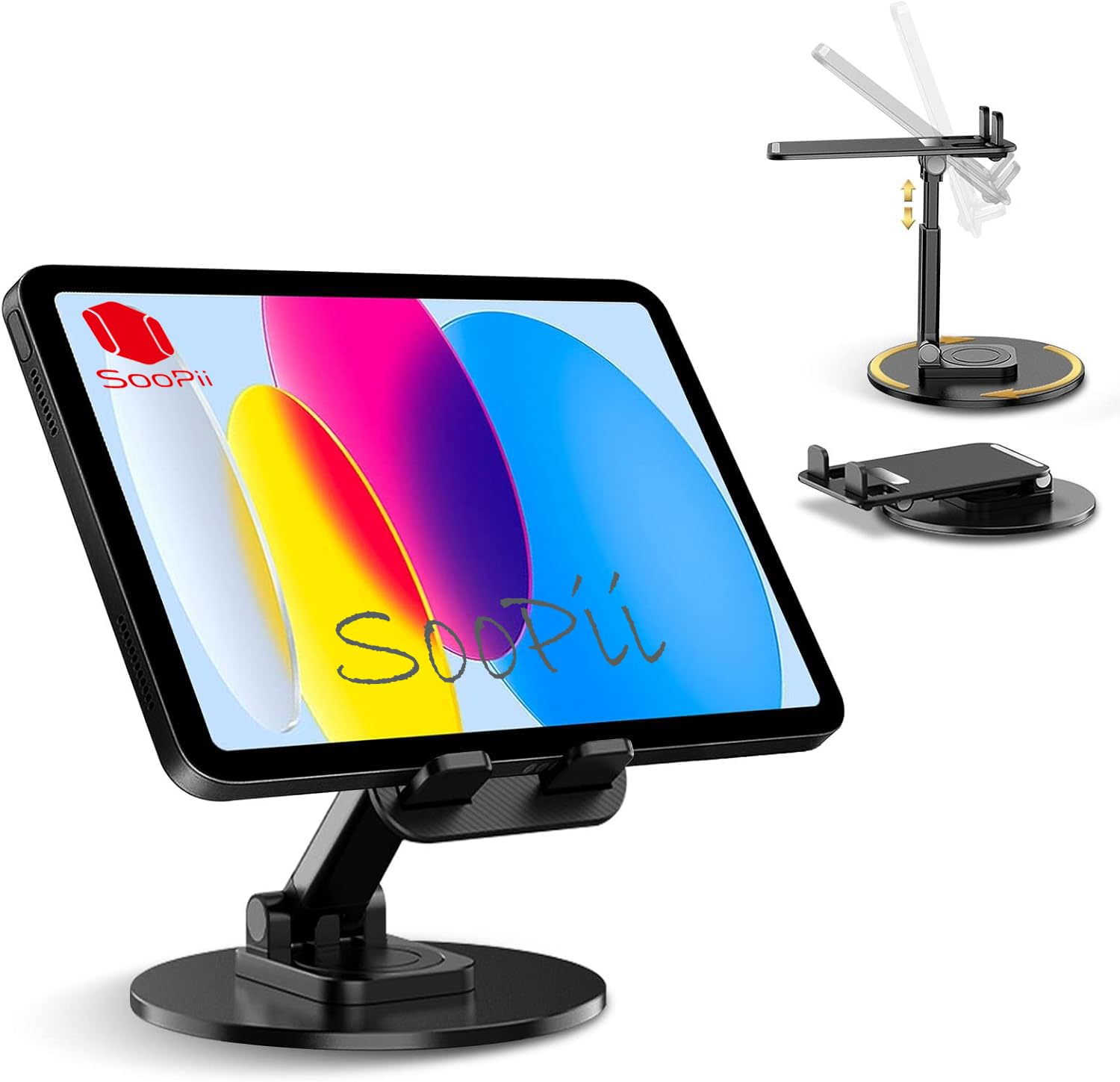 SOOPII Desktop Premium- A Grade Quality Mobile Phone Stand + Tablet Stand, Tab Stand, Mobile Holder, Adjustable & Foldable Mobile Stand, Stand for Mobile Phone and Tablet (DON02) (B0B6PZ6ZV7) Amazon Price History, Amazon Price Tracker