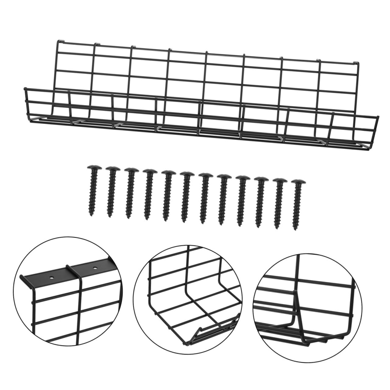 Organizador de Cables de Escritorio 2 Piezas, Hierro Negro