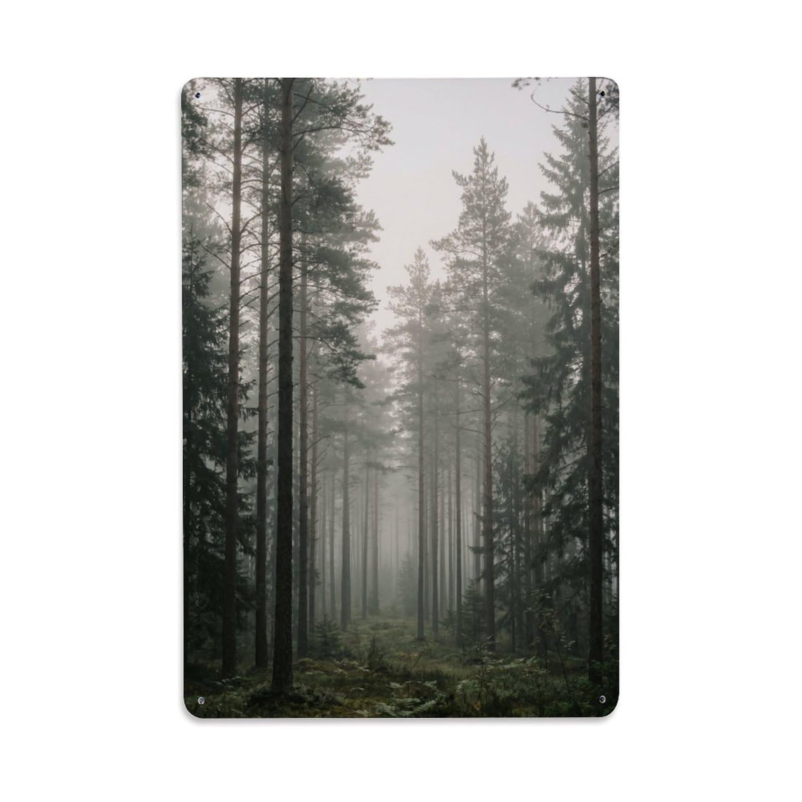 Nordic Pine Misty Living Nature Vintage Metal Tin Sign Plaque Wall Decor for Cafe, Club, Garden Metal Poster 8x12Inch