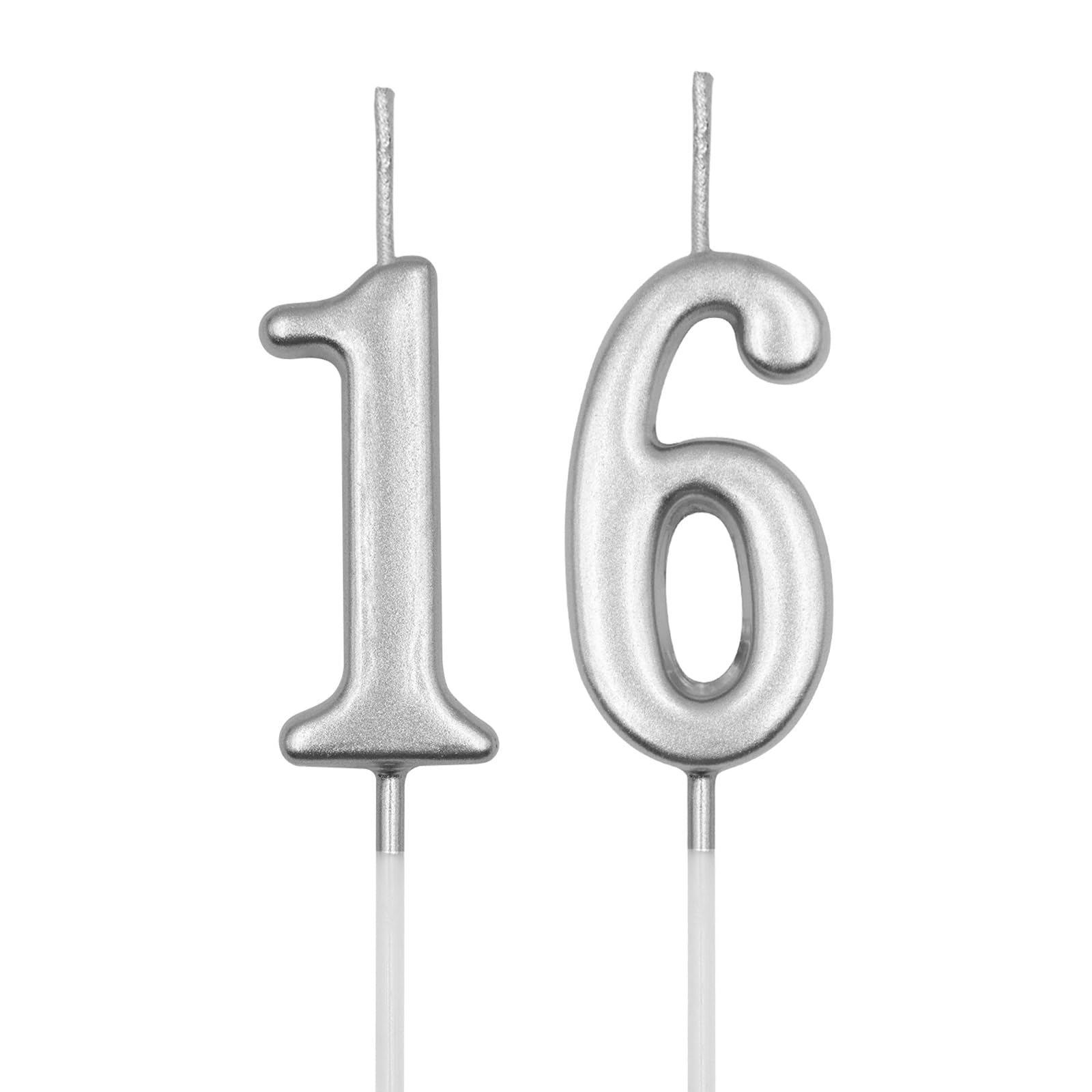 Photo 1 of 16th & 61st Birthday Candles, Silver Number 16 61 Candle for Cake, Happy Birthday Cake Topper Decoration for Birthday Anniversary Celebration Party Supplies