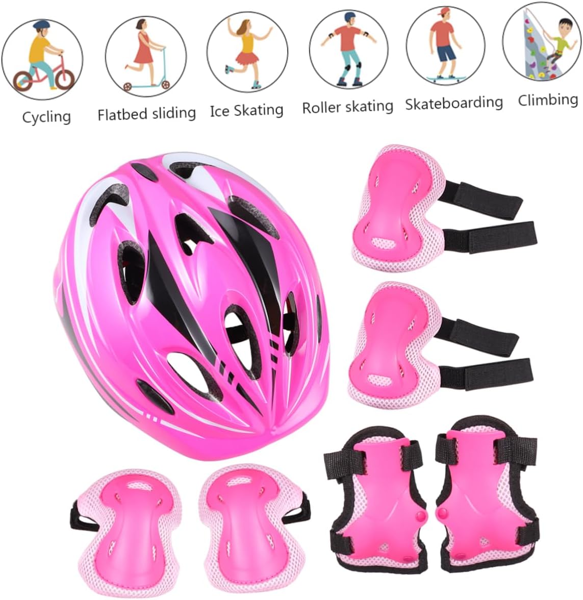 SUPVOX Roller Skating Protective Gear Kit 1 Set of Elbow Guards Kneecaps Ventilated for Boys Girls 4-15yrs Old