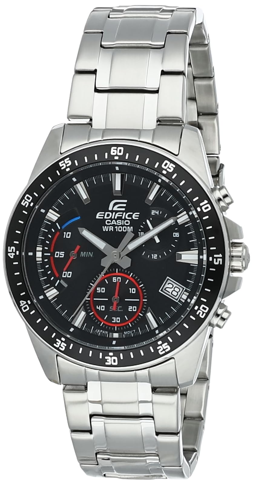 Casio Mens Quartz Watch, Chronograph Display and Stainless Steel Strap Silver Silver