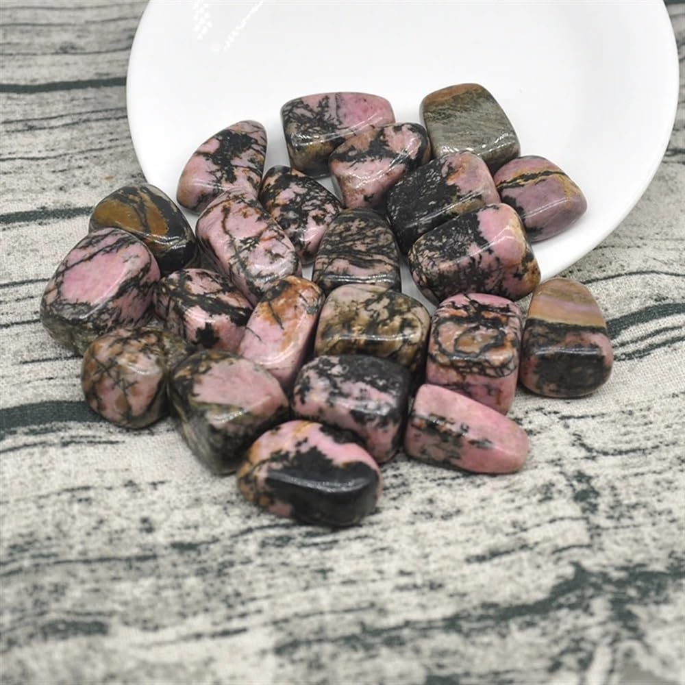 AtkitS Natural Natural Pink Black Rhodonite Gravel Sample Size Irregular Tumbled Stone Healing Crystal Quartz Mineral Home Aquarium Decoration (Size : 100g)