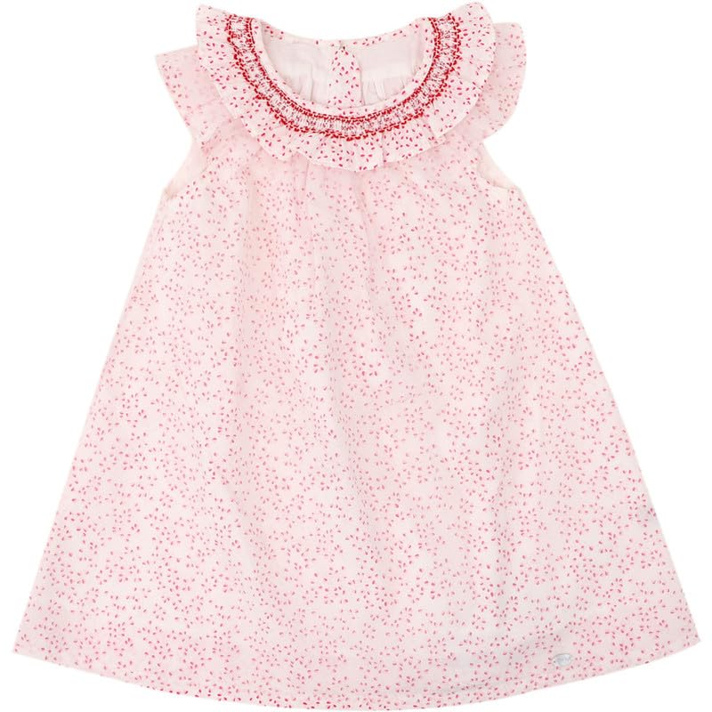 Tenna Teki Baby Girls Smocked Dress Bishop Style - Perfect for Spring and Summer Portraits Pink