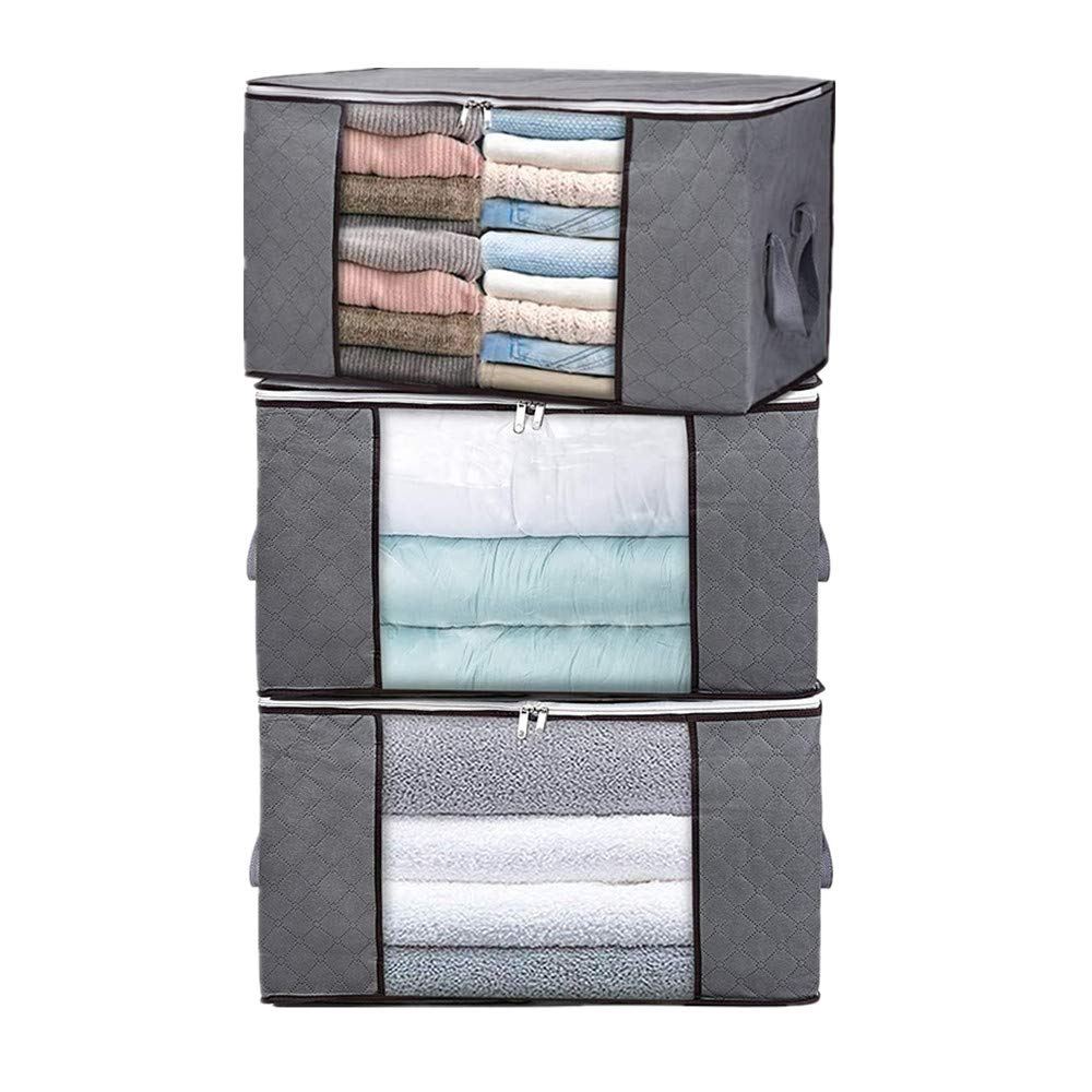 Lot De 4 Sacs De Rangement Maigacy 90L - Avec Fenêtre Transparente Et Double Fermeture - Pour Vêtements, Couettes, Jouets Sacs Rangement Vêtements