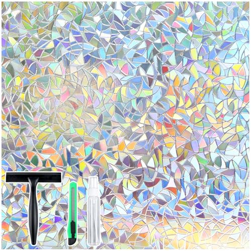 rabbitgoo Window Privacy Film Rainbow Clear 17.5 x 78.7