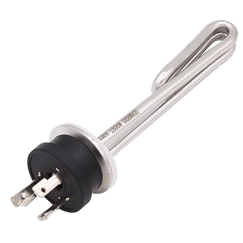 Miniatura 1 de DERNORD Calentador de agua de inmersión de acero inoxidable con triple abrazadera plegable de 120 V 1500 W con enchufe de bloqueo eléctrico de 3