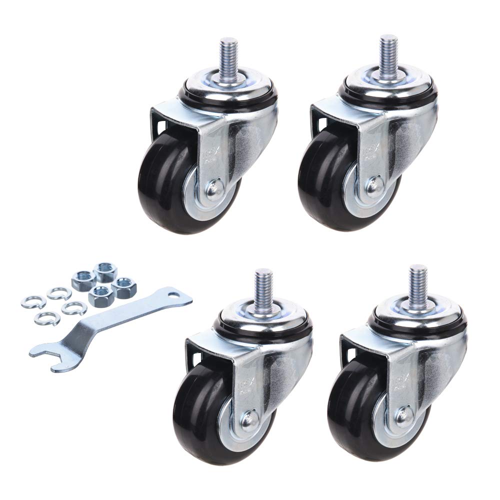 [T-REX CASTER] Easy Install, 3inch Heavy Duty Casters, All Swivel 1/2-13UNC *1 Stem Caster with Polyurethane Wheel. Load Capacity - 750 Lbs Per Caster (Pack of 4) Unversal Fit. T503S-2(D/B) LN