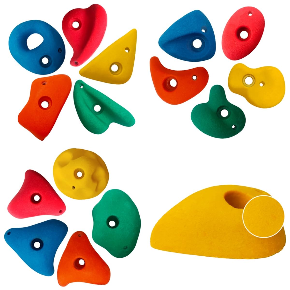 Kletterwand für Kinderzimmer - Hexagon - Weiß - Indoor - Heimklettergerüst - Spielplatz - Trainingsgeräte für Zuhause - 3X Wandpaneel 86x75 cm - mit 15 bunten Griffen/Steinen