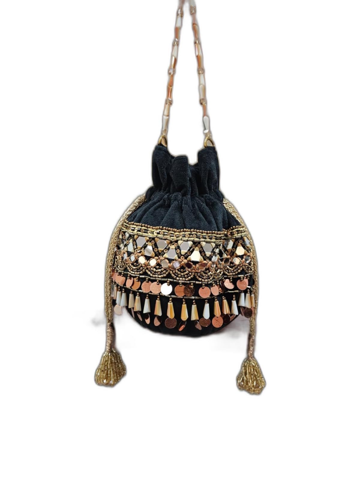 adorn haus Velvet Embroidered beaded Potli Bag-picture-28