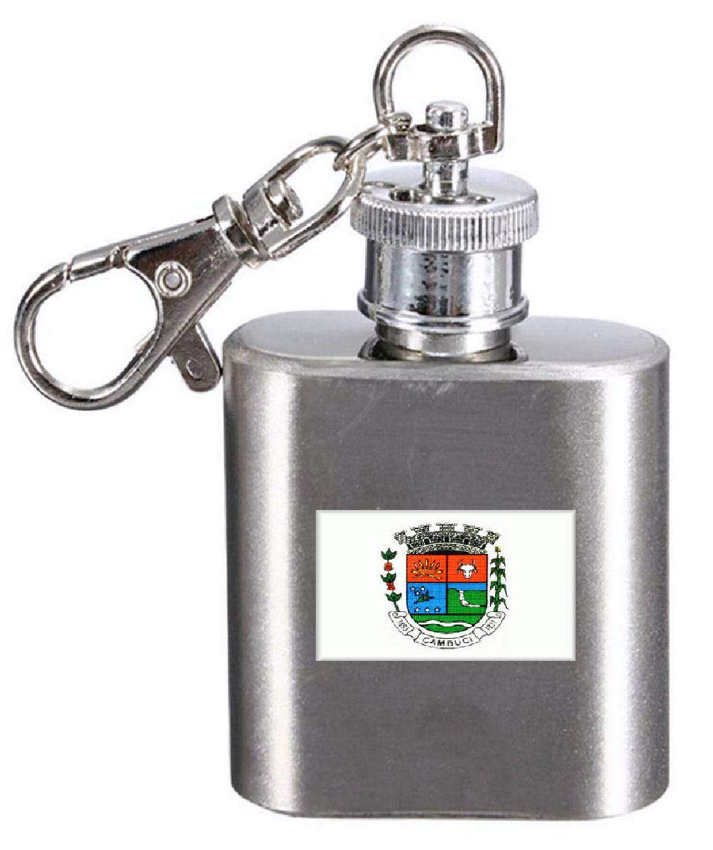 Flasque porte-clés gravée drapeau de Cambuci, acier inox brossé premium