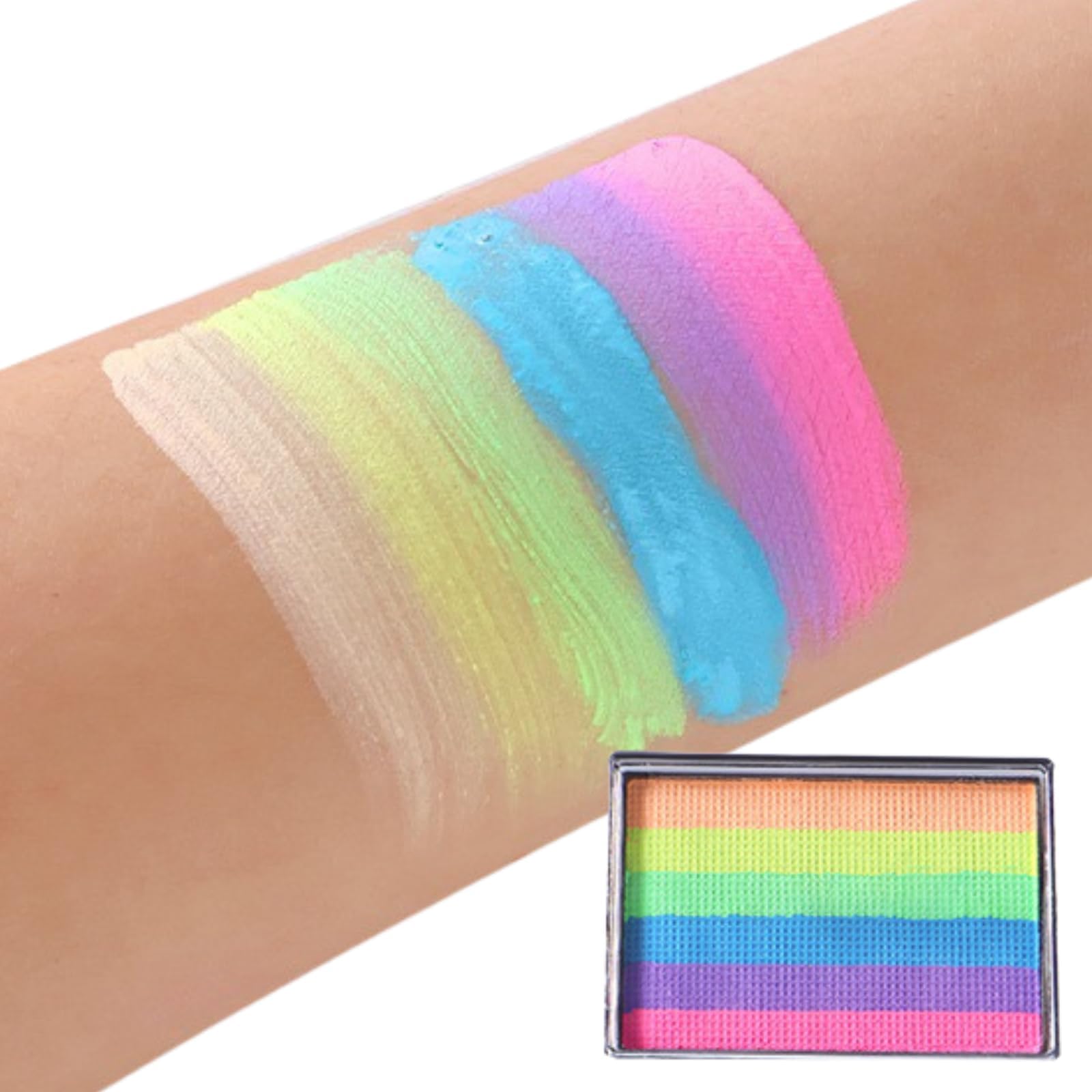 SHEBEEDO 6 Colors Face Paint Rainbow Face Paint Make-Up Colours Face Painting Kit for Aduit Fluorescent Professional Face Painting Kit Safe Quick Dry Halloween (6color)