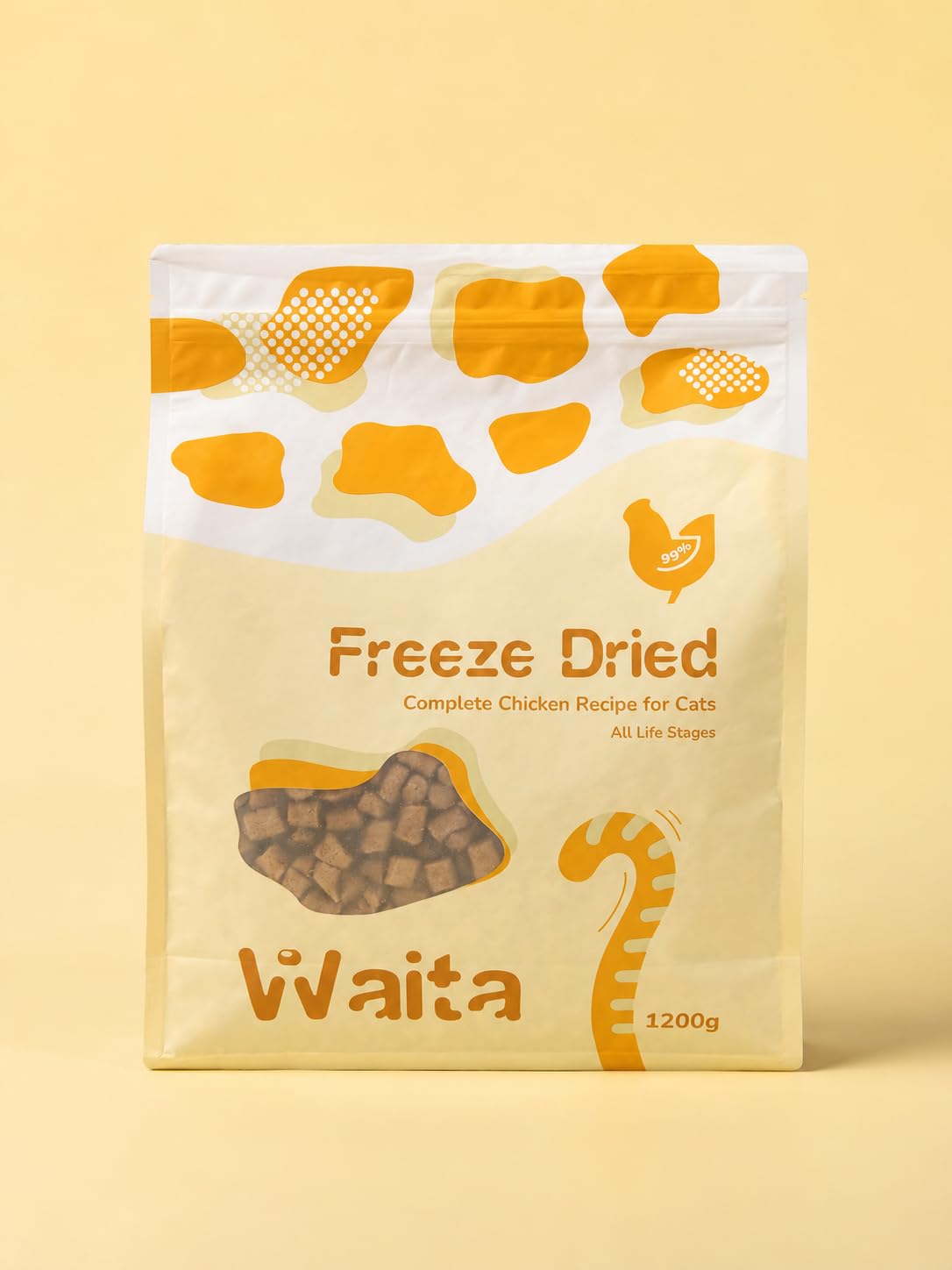Complete Chicken Recipe Freeze-Dried Complete Cat Food Treats Toppers 1.2kg, Hypoallergenic No Grain; Freeze Dried to Protect Nutrition and Rich Protein, Easy Digestion for Cats