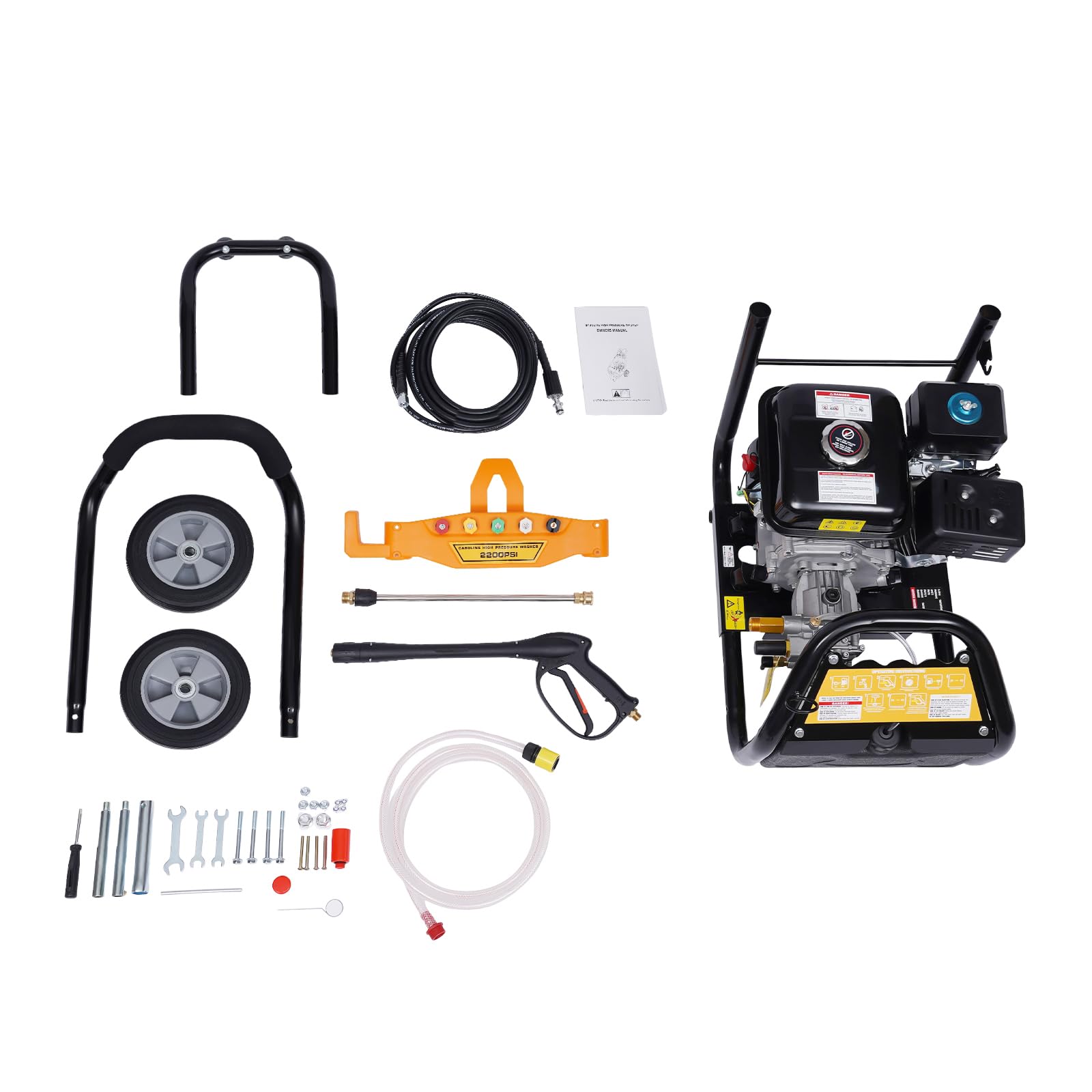 7.5HP Limpiador de Alta Presión | 2465PSI Limpiador de Alta Presión Profesional Gasolina | Limpiador de Superficie 3600RPM | Limpieza de Suelos, Plantas, Vehículos