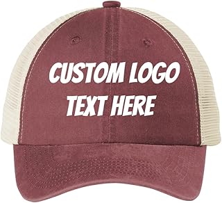 INK STITCH C943 Custom Stitching Logo Texts Personalized Beach Wash Trucker Baseball Caps (Red Rock)