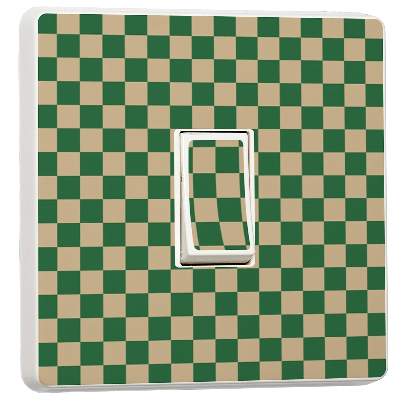 Stika.co Green And Tan Pack Of 2 Green Ad Tan Checker Print Vinyl Light Switch Stickers - Decorative Skins For Single Switch | Modern Home Decor