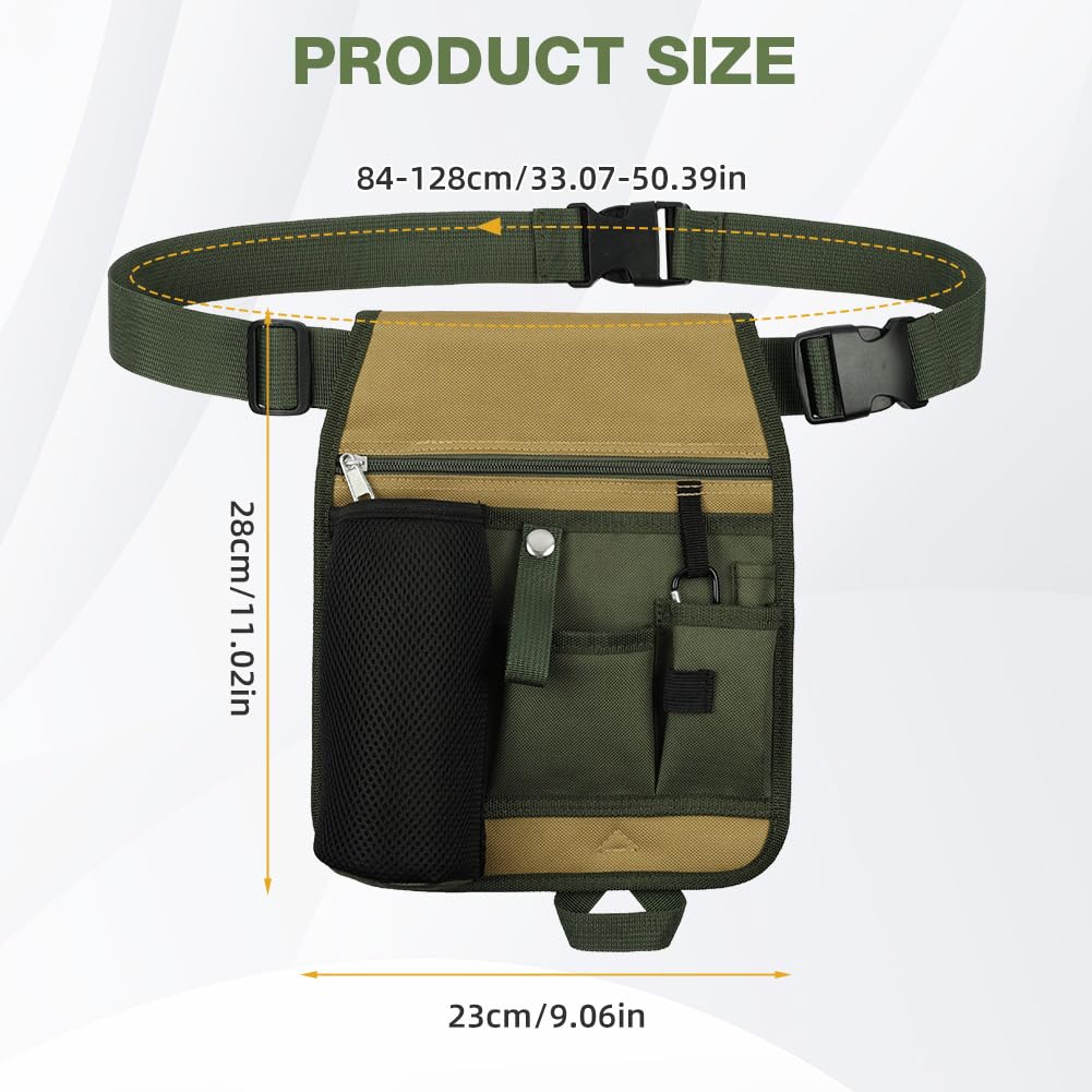 Marsupio per Utensili Giardino, Unisex Maneggevole Giardino Giardinaggio Fioraio Vita Cintura Degli Attrezzi Borsa Titolare, Design Multitasche, Adatto a Giardinieri, Carpentieri e Operai
