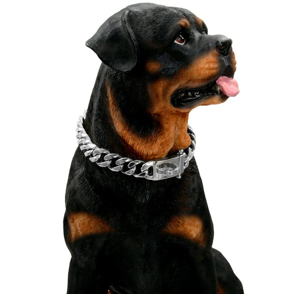 Ausuky Hundehalsband Aus Edelstahl 316L – Kubanische Kette, Für Mittelgroße Hunde, 66 Cm
