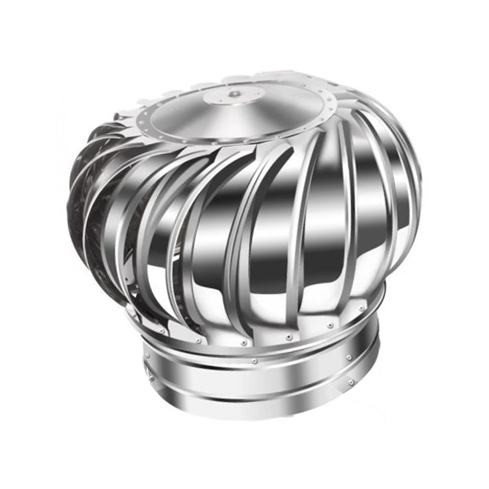 Knbhgujmd One Color Rotating Chimney Cowl Cap, Stainless Steel Turbine Roof Ventilator Unpowered Rainproof Clamps Silent Multiple Sizes(Diameter 160Mm)