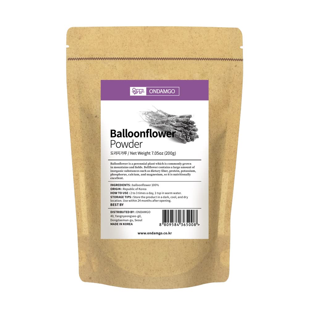 ONDAMGO Korean Balloon Flower Root Powder 200g | 1 Pack, Non-GMO 7.05 Oz for Food, Tea, Salad (Bellflower Powder)