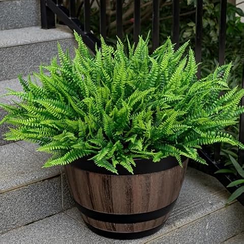 Lnoicy 20 Bundles Artificial Fake Plants for Outdoor Faux Boston Ferns UV Resistant Plastic Plants Greenery for Hanging Planter Porch Decor Cover