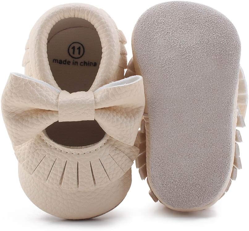 DELEBAOInfant Toddler Baby Soft Sole Tassel Bowknot Moccasinss Crib Shoes