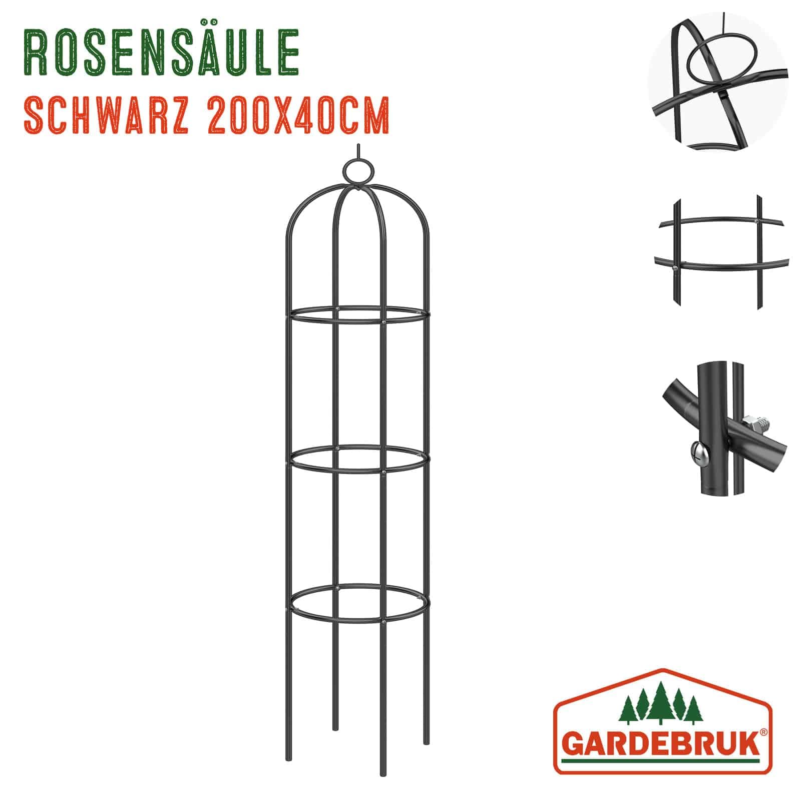 Gardebruk® 2X Rosensäule 200x40cm Metall Stabil Wetterfest Garten Rankgitter Rankhilfe Ranksäule Metallsäule Gartensäule