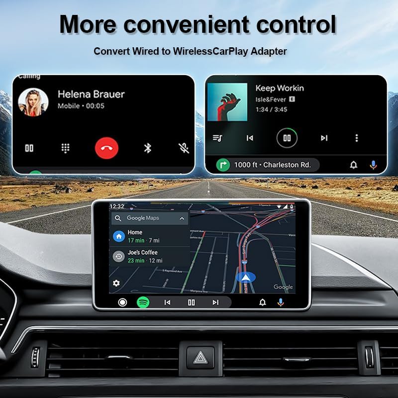 Adaptador Carplay Inalambrico para Dodge Journey 2019-2025, 2 en 1 CarPlay Dongle Convierte Cable a Inalámbrico, CarPlay Wireless Adapter Plug and Play