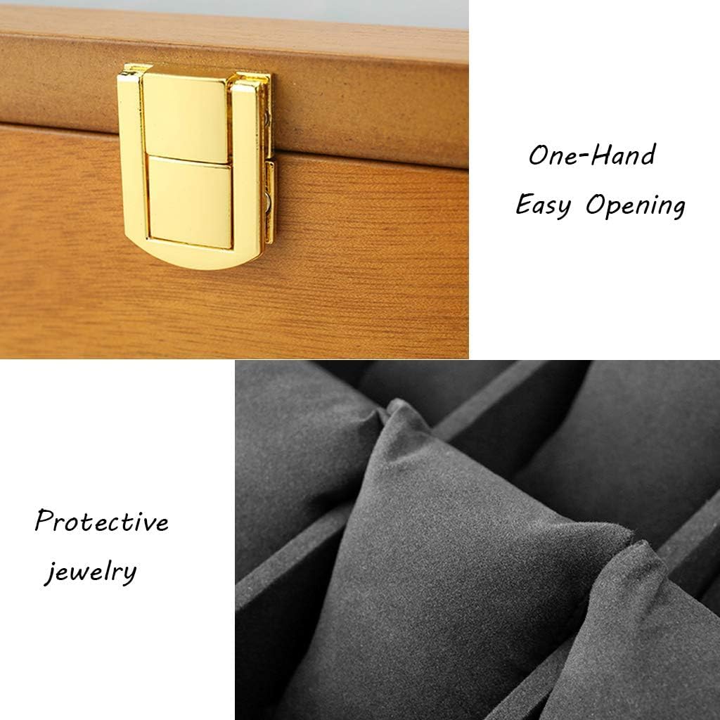 6 Slots Uhr Box Aus Holz Uhr Display Organizer Case Mit Glasdeckel Uhrenhalter Mit Abnehmbaren Uhrenkissen Abschließbare Metallschnalle Für Männer Frauen, Black