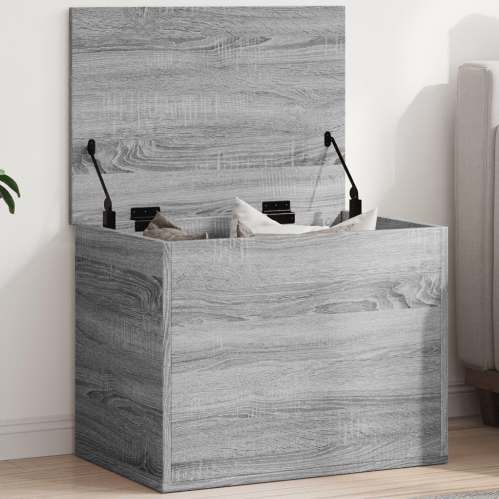 Homgoday Baúles y baúles para exteriores, caja gris Sonoma, 60 x 42 x 46 cm, madera multicapa, baúles y baúles para exteriores, contenedor de jardín, porta herramientas de jardín, puf de exterior l