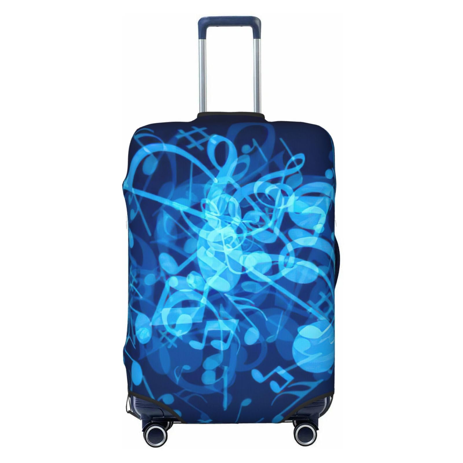 Housse valise extensible contre rayures - Protection bagage à main XL lavable notes bleues - 8