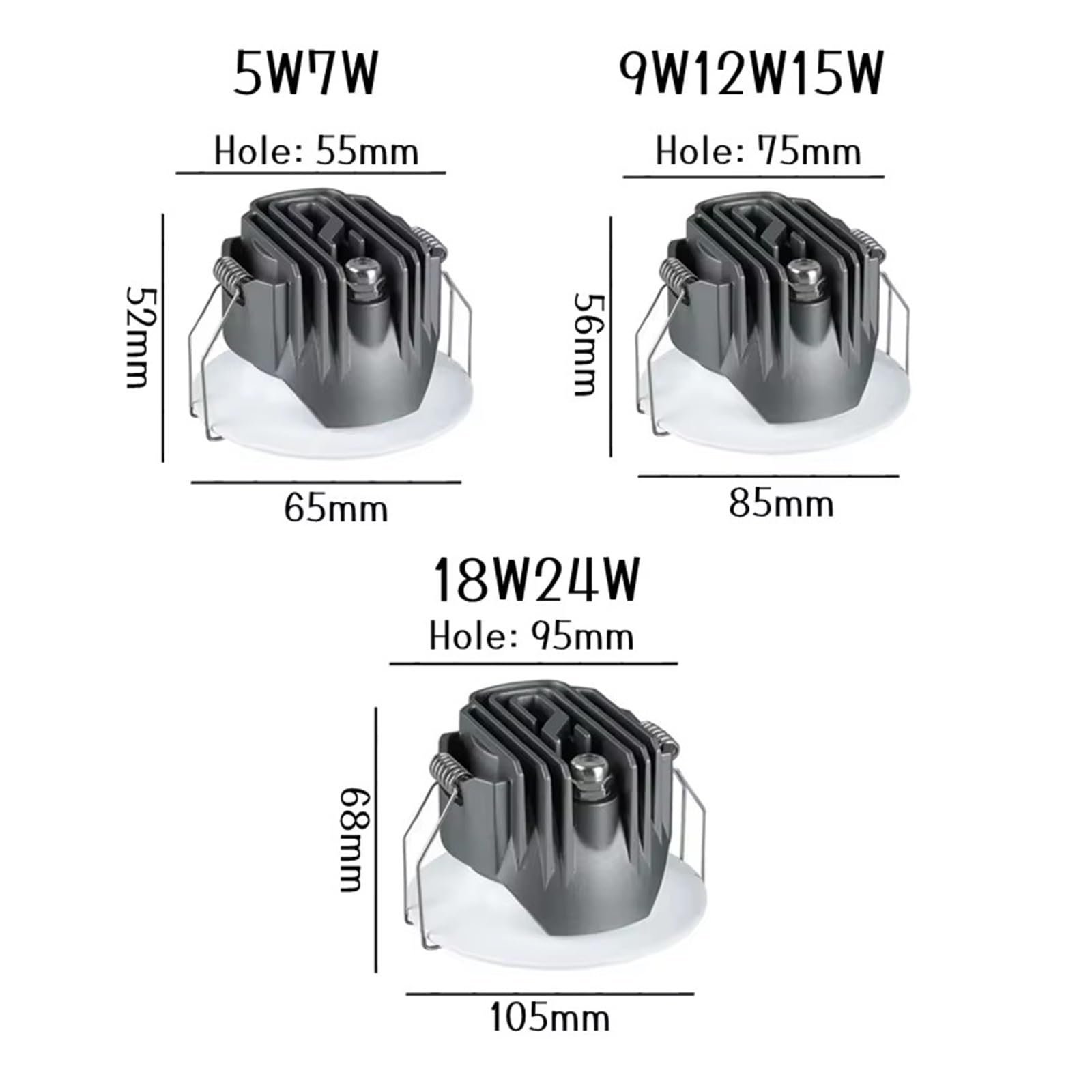 Genérico zhuguiming Foco LED de arco empotrable impermeable IP65 for baño, cocina, dormitorio, pasillo, sala estar, iluminación decorativa, 110 V/220 V(Cold White 6000K,1_24W)
