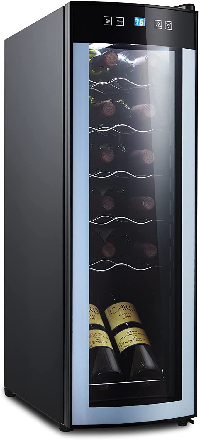 Vaykold Wine Cooler Refrigerator, White Red Wine Fridge Chiller Countertop Wine Cooler, Freestanding
