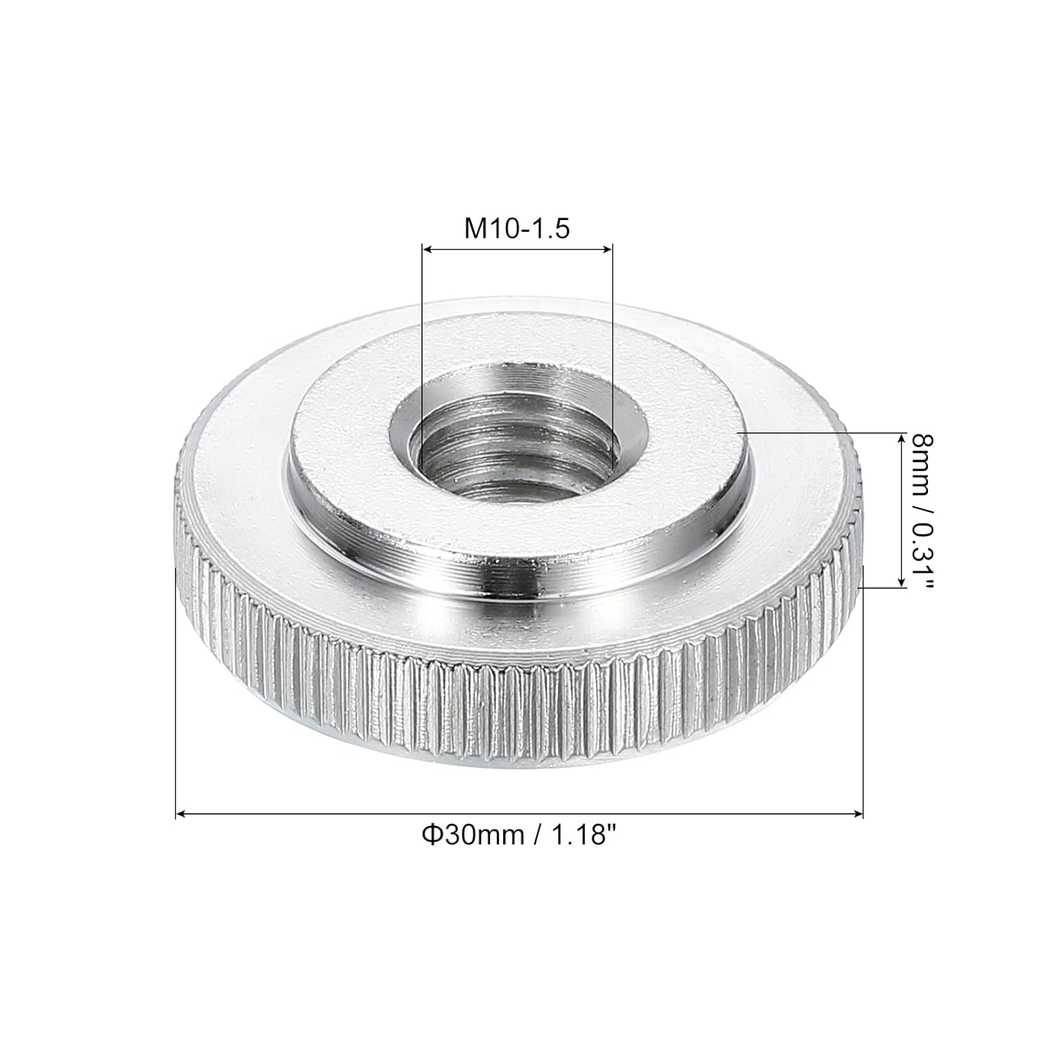 5Pcs Wing Nuts M10, 304 Stainless Steel Flat Round Through Hole Handle Nut, Lock Adjustment, Fine Type, Silver