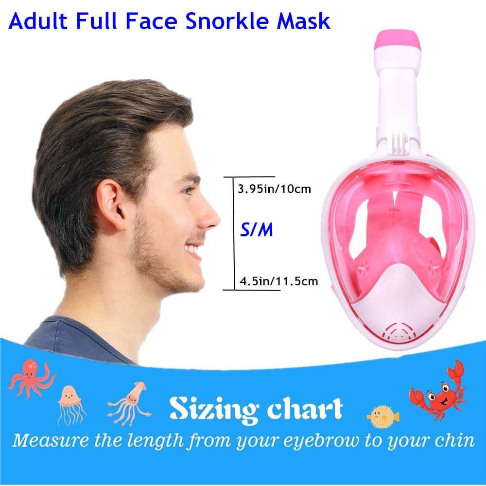 Wsobue Maschera Subacquea, Maschera da Snorkeling per Adulti,Visuale Panoramica 180° Design Pieno Facciale e Compatibile con Videocamere Sportive Maschera per Immersioni