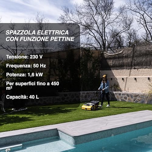 garland Spazzatrice Elettrica RollandComb 502E per Prati Artificiali con Rullo Spazzola in Nylon di Qualita' Superiore - 4