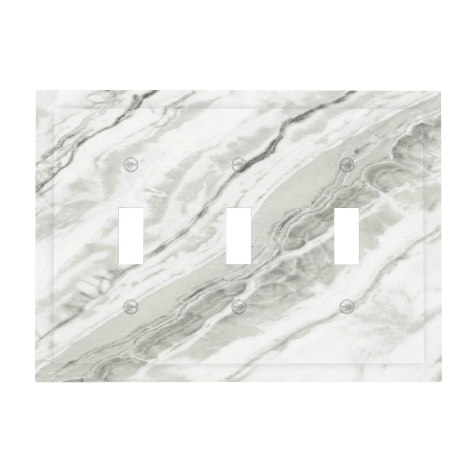 Modern White Grey Cream Marble 3 Gang Electrical Outlet Light Switch Cover Decorative Triple Toggle Wall Plate Electric Faceplate Switch Face Plate